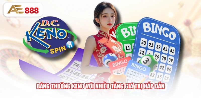 Bảng thưởng Keno với nhiều tầng giá trị hấp dẫn